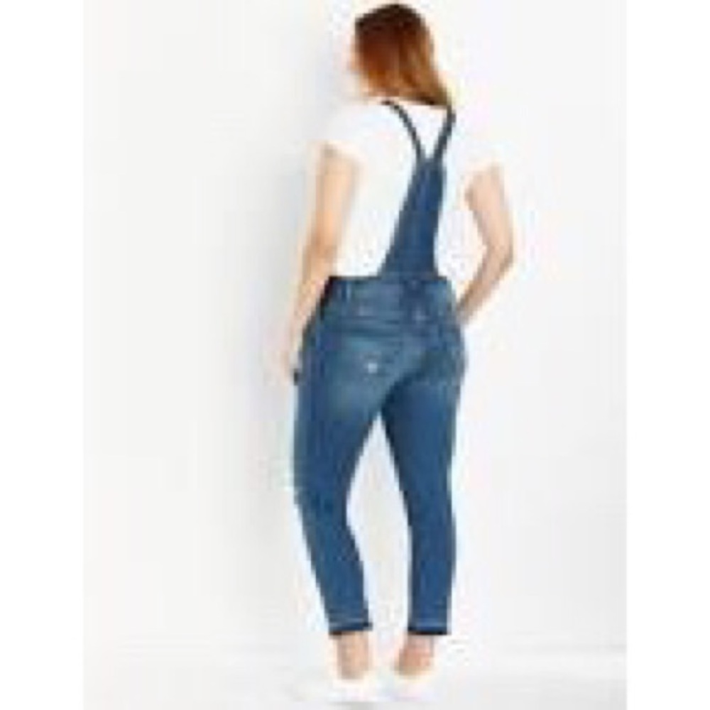 INDIGO BLUE Side Panel Letdown Hem Maternity Overalls NWT. - Picture 2 of 13